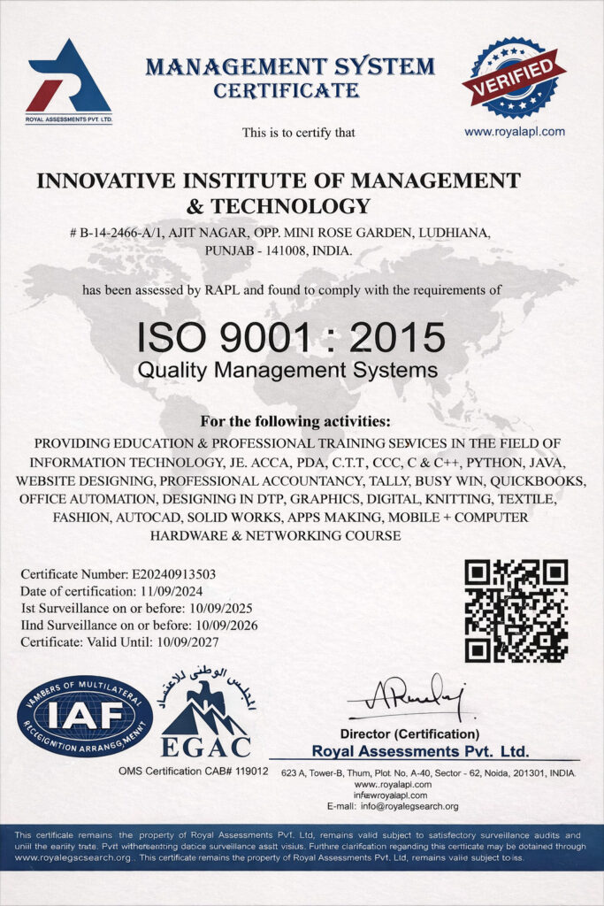 ISO 9001 2015 Management System Certificate